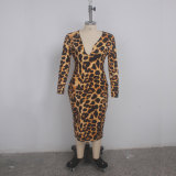 sexy leopard v-neck dress 9416