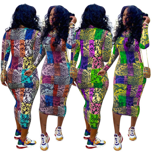 sexy long printed dress S3700