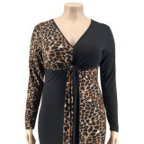 plus size v-neck leopard dress 19452