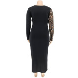 plus size v-neck leopard dress 19452