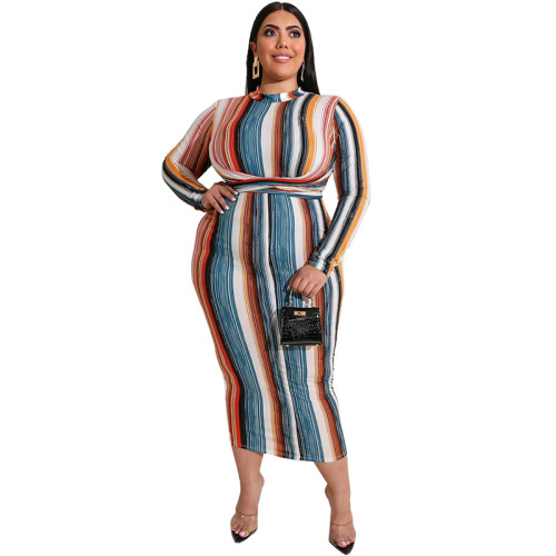 long sleeve women plus size dress 19541