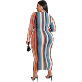 long sleeve women plus size dress 19541