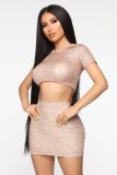 Sexy sequin 2 pieces skirt set N351