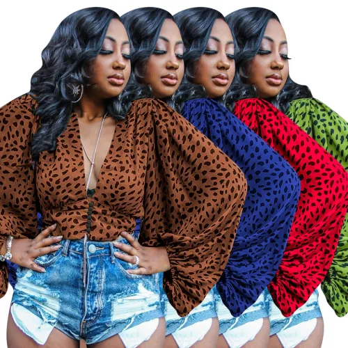 Leopard print loose top T-shirt 4007