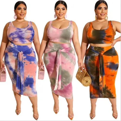 plus size women two pcs skirt set 19260