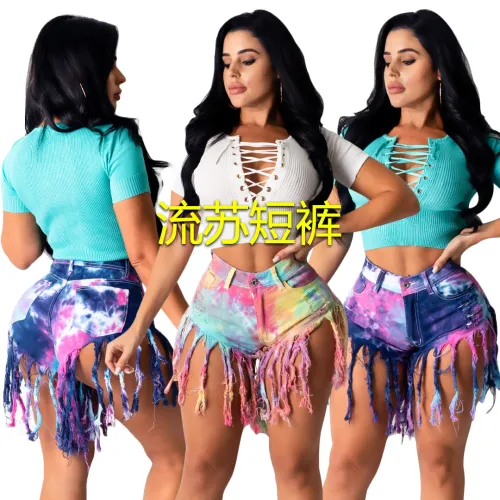 Sexy tassel short jeans pants S3797