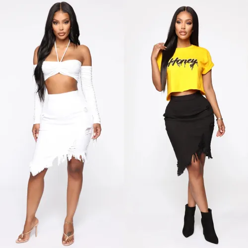 sexy ripped jeans skirt 9061