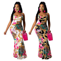 sexy maxi dress with face mask 9671