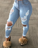 Ladies plus size ripped jeans LD8775
