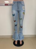 Ladies butterfly jeans Ld8759