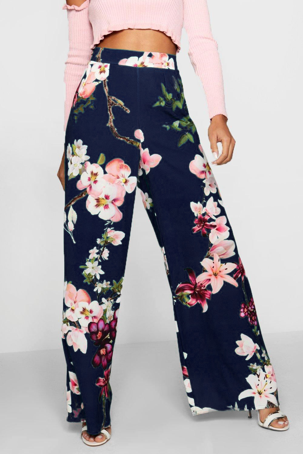US$ 6.98 - Ladies floral print flare leg pants LD8813 - www.dream ...