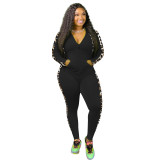 sexy leopard patchwork two piece tracksuit Q729