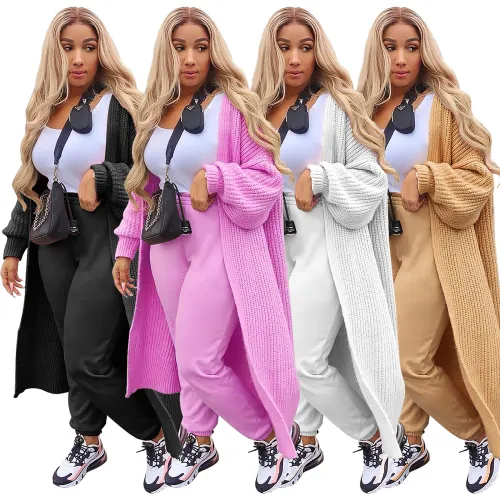 Women knitted long coat Z083