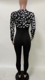 long sleeve women printing jumpsuit  Q701