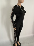 sexy leopard patchwork two piece tracksuit Q729