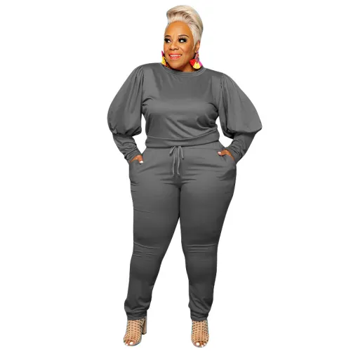 sexy long sleeve plus size two pcs pants set 21022