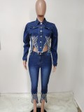 Copy Women 2 pieces denim jacket and jeans set LD9070