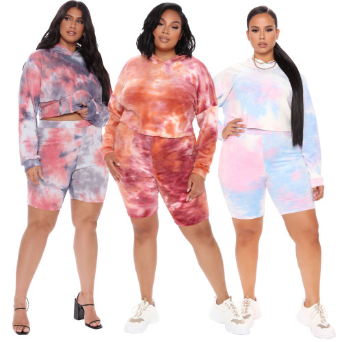 plus size women two piece hoodie tracksuit set 9923