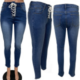 Ladies lace up jeans LD9048