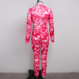 women tie dye jumpsuit with mask 9870