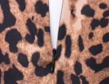 sexy long sleeve leopard  v-neck romper 9850