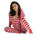 sexy v-neck printing women sleepwear jumpsuit Q760