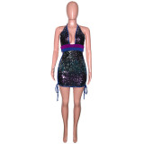 sexy sequin backless club dress S390072