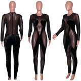 Ladies velvet mesh club  jumpsuits S390066