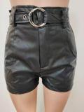 Ladies leather short pants include belt LD8578