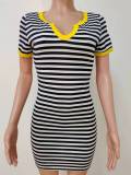 Women stripe dress LD8877