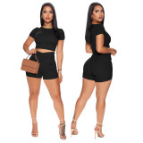 Stacked two piece short set 4208