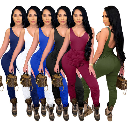 sleeveless women stacked jumpsuit  2617