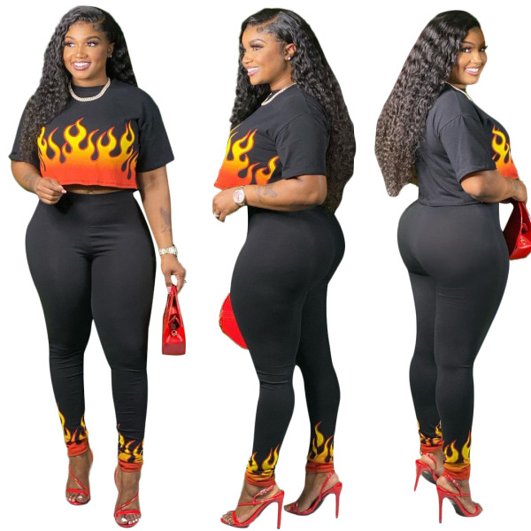 plus size two piece pants set  S390085