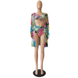 women two pieces swimwear  with cover up CM2113