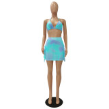 two piece bikini swimwear with skirt  CM2109