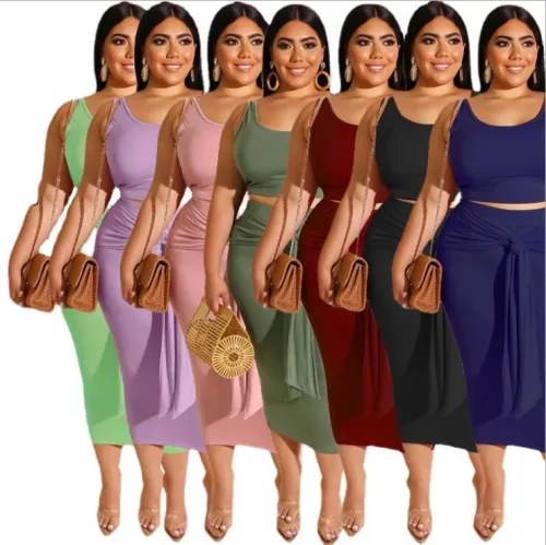 plus size women two pcs skirt set 19316