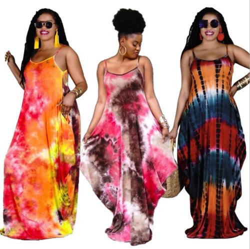 plus size women tie dye dress  21055