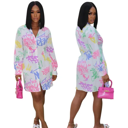 sexy printed blouse dress LD9161