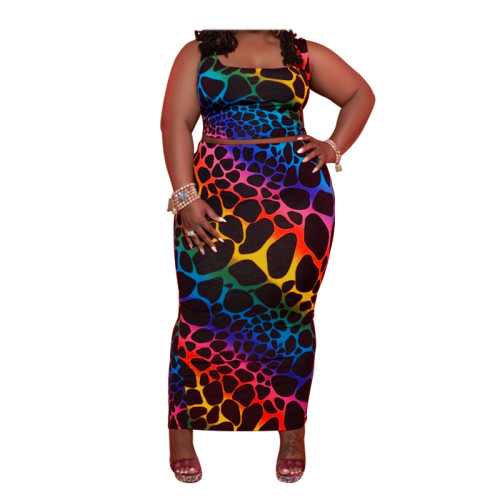 sexy  plus size  two piece skirt set 21107