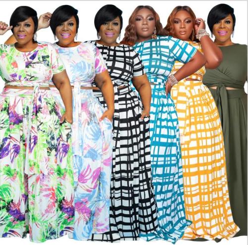 fashion plus size  two piece skirt set 21129