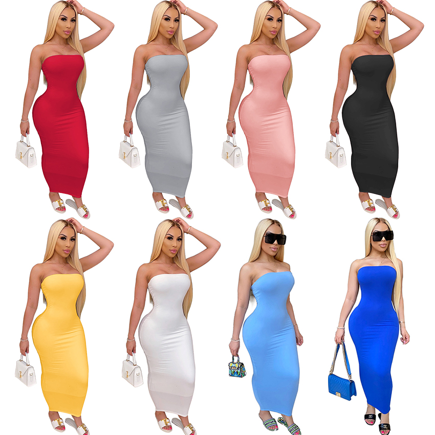 US$ 5.70 - Stretchy tube long dress M2838 - www.dream-flying01.com