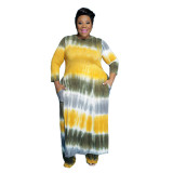 plus size tie dye fall and winter two piece pants set 21233
