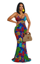 sexy women printed maxi dress 2649