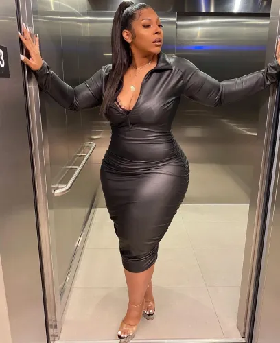 Plus size leather dress LD81033