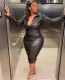 Plus size leather dress LD81033