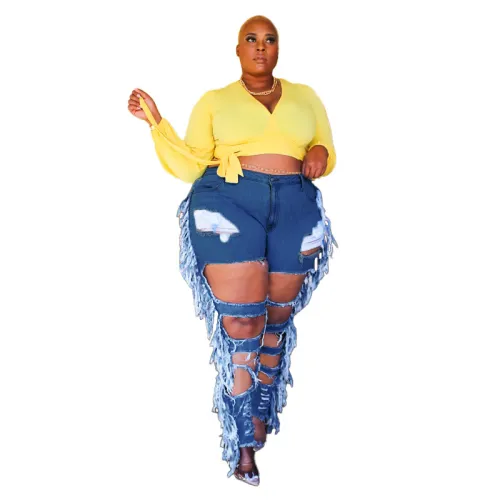 sexy tassel plus size jeans 21173