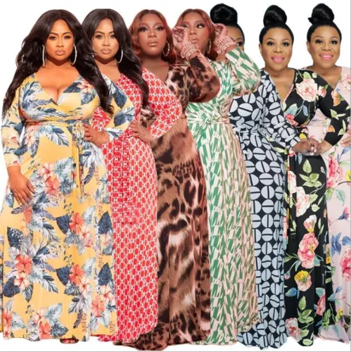 long sleeve plus size maxi dress 21168