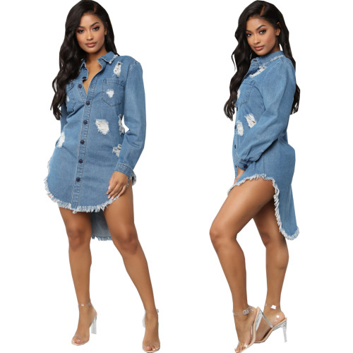 Sexy women demin jeans coat dress 10662