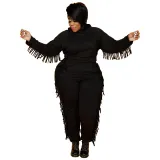 plus size two piece leopard pants set 21278