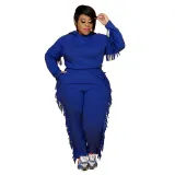 plus size two piece leopard pants set 21278